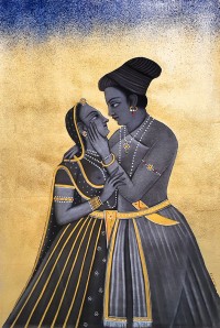 Shamsuddin Tanwri, 20 x 29 Inch, Graphite Gold and Silver Leaf on Paper, Figurative Painting, AC-SUT-097
